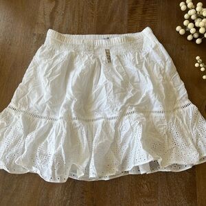 Madewell White Ruffled Skater Mini Skirt